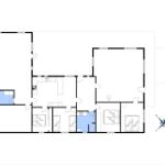 Dieses Grundriss zeigt eine Wohnung mit drei Schlafzimmern, Küche und Bad.
