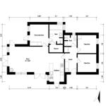 Functional floor plan with kitchen, living area, bedrooms, and sauna.