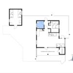 Wohnung mit zwei Schlafzimmern, Küche und überdachter Terrasse.