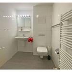 Badezimmer mit Toilette, Waschbecken und Heizkörper