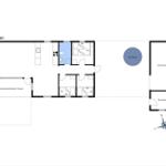 Floor plan shows living area, kitchen, bedrooms, and pool area.