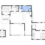 Apartment with three bedrooms, kitchen, and covered terrace.