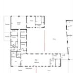 Flächenplan zeigt Wohnbereich, Küche, Badezimmer und mehrere Zimmer mit Terrassen.
