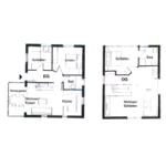 EG: Kitchen, bathroom, bedrooms, living/dining, winter garden. OG: Bedroom, bathroom, living/sleeping.