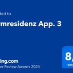 Turmresidenz App. 3 received 8.8 out of 10 in the Booking.com Traveller Review Awards 2024.