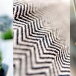 Blauviolette Blumen, schwarz-weißes Muster, antiker Türgriff