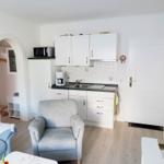 Wohnzimmer mit Essecke, Sitzecke und Küchenzeile