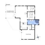 Functional floor plan with sauna, terrace, and carport.