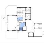 Grundriss einer Wohnung mit mehreren Schlafzimmern und Küche.