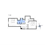 1. Stock mit zwei Schlafzimmern, Bad und Treppe zur oberen Etage.