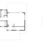 Wohnung mit Küche, Bad und Schlafbereich. Raumübersicht mit Orientierung.