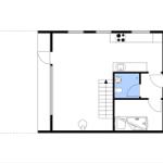 Stueplan zeigt Küche, Bad, Schlafzimmer und Treppenhaus.