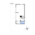 Stueplan zeigt Wohnfläche mit Küche, Bad und Treppenhaus.