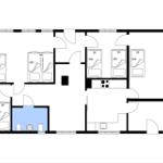 Functional floor plan with bedrooms, kitchen, and bathroom
