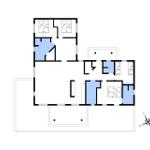 Flächenplan mit Schlafzimmern, Bad und Küche