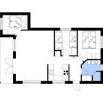 Wohnung mit drei Schlafzimmern, Küche und Bad