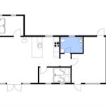 Zwei Schlafzimmer, Küche, Bad und Wohnbereich mit Kompass