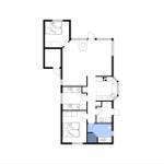 Wohnung mit drei Schlafzimmern, Küche und Bad