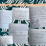 Gästebuch mit handschriftlichen Notizen von Urlaubsgästen.