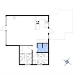 Wohnung mit Küche, Bad und drei Schlafzimmern. Richtung Nordwesten.