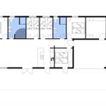 Flurplan mit Schlafzimmern, Bad und Küche