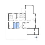 Gebäudegrundriss mit Schlafzimmern, Küche und Bad