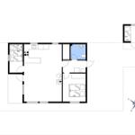 Wohnung mit Küche, Schlafzimmer und Bad. Separate Toilette und Aufzug.
