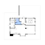 Wohnung mit zwei Schlafzimmern, Bad und offener Wohnbereich. 