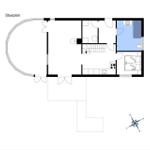 Stueplan zeigt Wohnbereich, Küche, Schlafzimmer und Bad mit Orientierung.