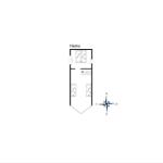 Hems: Grundriss mit drei Schlafzimmern und Treppe zur oberen Etage.