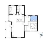 Wohnung mit Küche, Bad und zwei Schlafzimmern. 