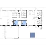 Stueplan zeigt Wohnfläche mit Küche, drei Schlafzimmern und zwei Bädern.