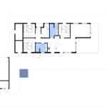 Funktionaler Grundriss mit drei Schlafzimmern, Küche und Bad.