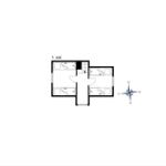 Erster Stock mit vier Schlafzimmern und Treppe nach unten.