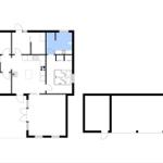 Funktionaler Grundriss mit Küche, Schlafzimmer und Bad.