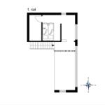 Erster Stock mit Bad und Treppe zur nächsten Etage.