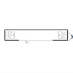 Flurplan mit zwei Räumen und Treppe. Richtungsanzeiger vorhanden.