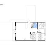 Stueplan zeigt Wohnfläche, Küche, zwei Schlafzimmer und Bad.