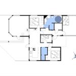 This house has three bedrooms, a kitchen, and one bathroom.