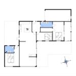 Dieses Apartment hat zwei Schlafzimmer, eine Küche und ein Bad.