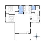 Dieses Apartment hat drei Schlafzimmer, eine Küche und ein Bad.