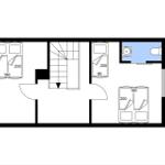 Die Wohnung hat drei Schlafzimmer und eine Badewanne.