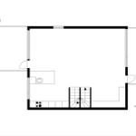 Erdgeschoss mit Küche, Bad und Treppe zur oberen Etage.