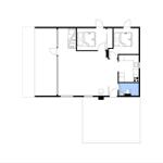 Wohnung mit zwei Schlafzimmern, Küche und Bad.