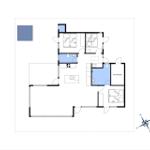 Apartment with three bedrooms, kitchen, and bathroom. Skur/Schuppen available.