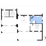 Apartment with three bedrooms, kitchen, and bathroom. Orientation northwest.