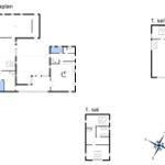 Floor plan shows layout with kitchen, bedrooms, and bathrooms.