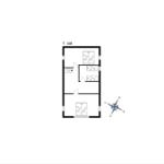 Ground floor plan with bedrooms and staircase.