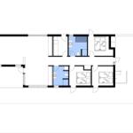 Die Wohnung hat drei Schlafzimmer, zwei Bäder und eine Küche.