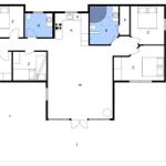 Wohnung mit drei Schlafzimmern, Küche und zwei Bädern. Großer Wohnbereich mit Terrasse.